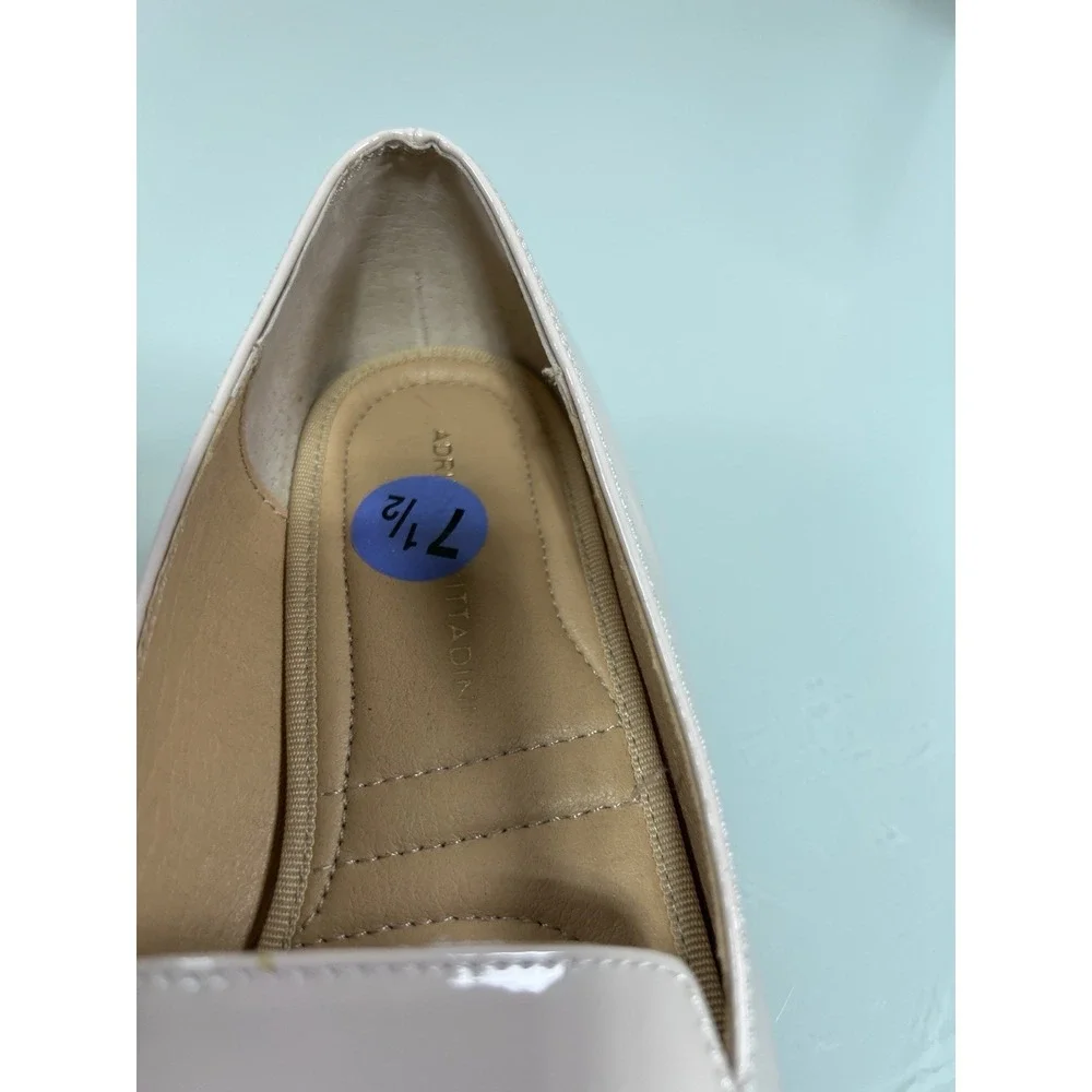 Adrienne Vittadini Cream‎ Patent Loafer 7.5 Block Heel